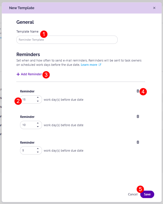 Reminders - Template - Create New