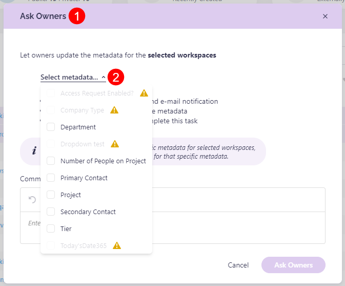 Request Metadata Review - Ask Owners
