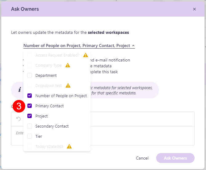 Request Metadata Review - Ask Owners