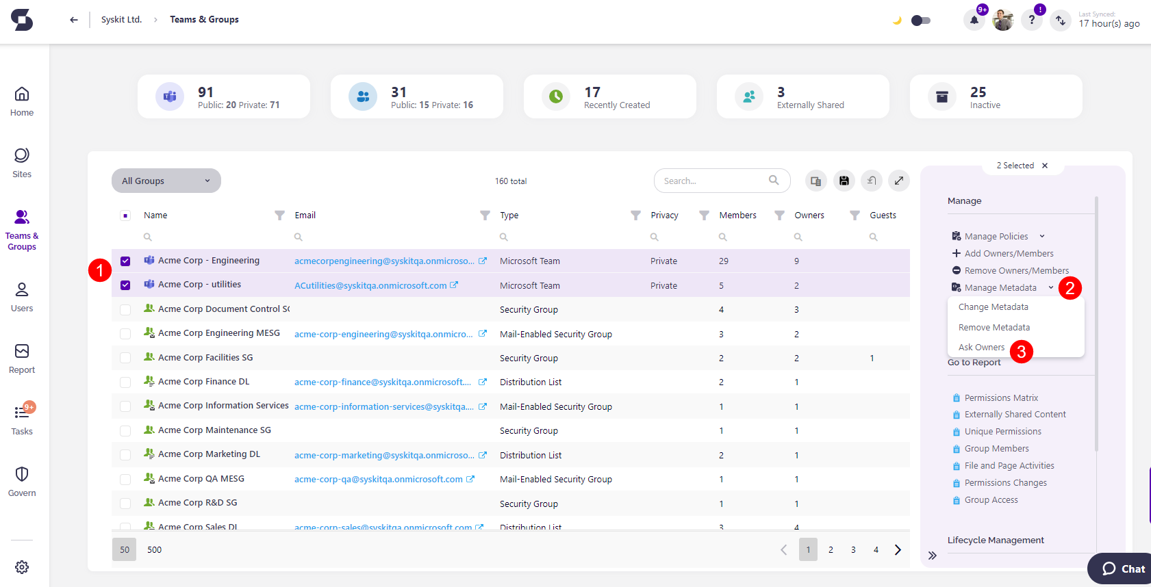 Request Metadata Review - Selection