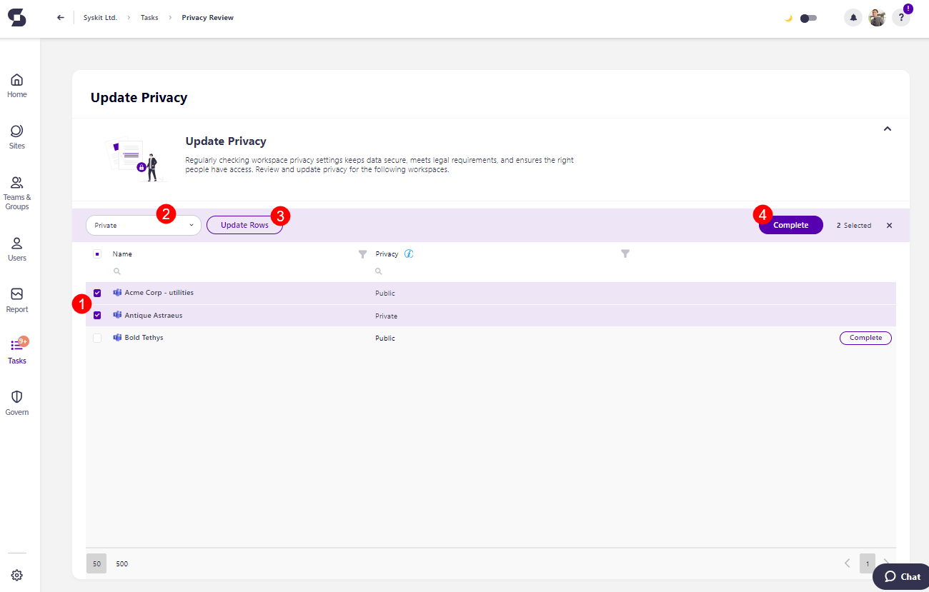 Resolve Privacy Review - Bulk Changes