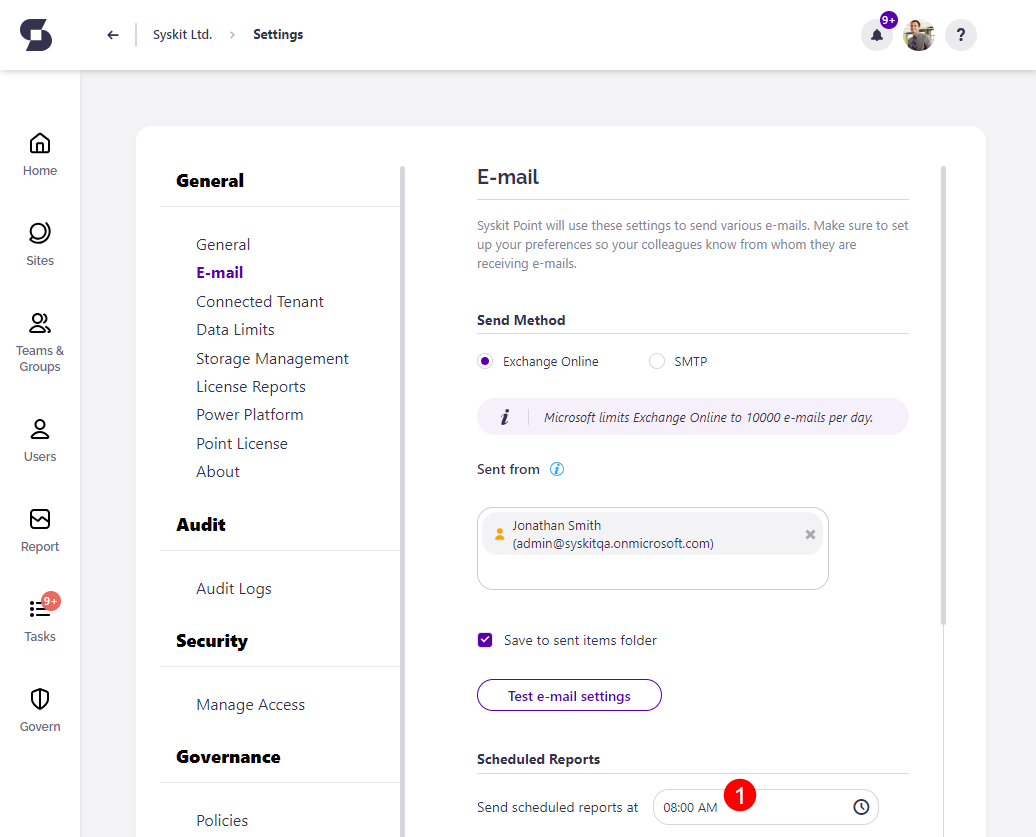 Scheduled Reports Setting