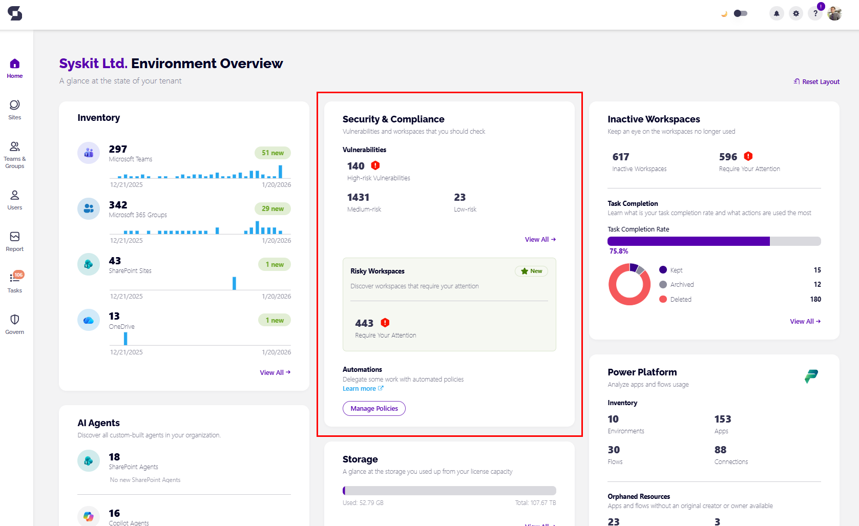 Security and Compliance checks - Home