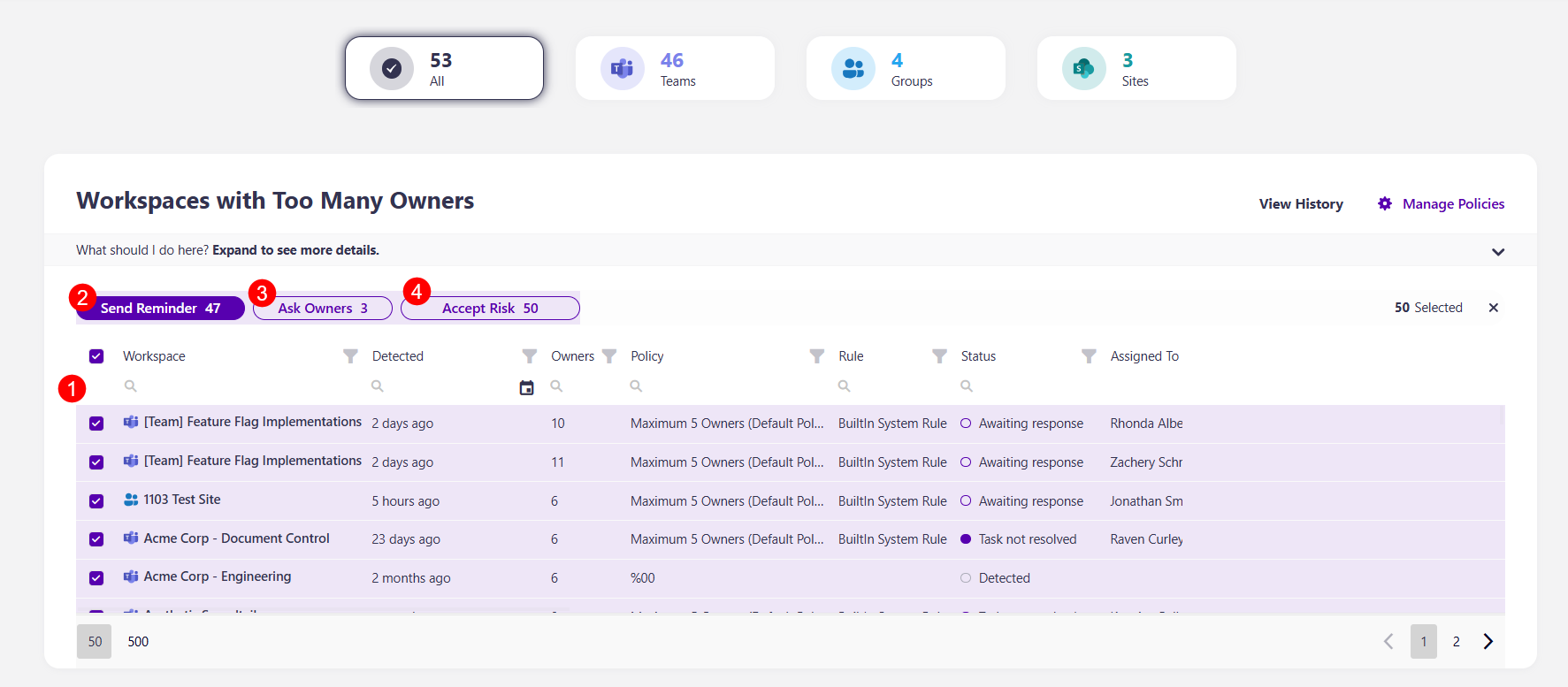 Workspaces With Only 1 Owner - Change Owners