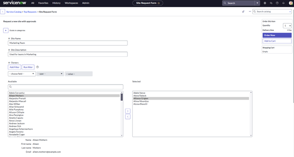 Request Form to request provisioning of new workspaces