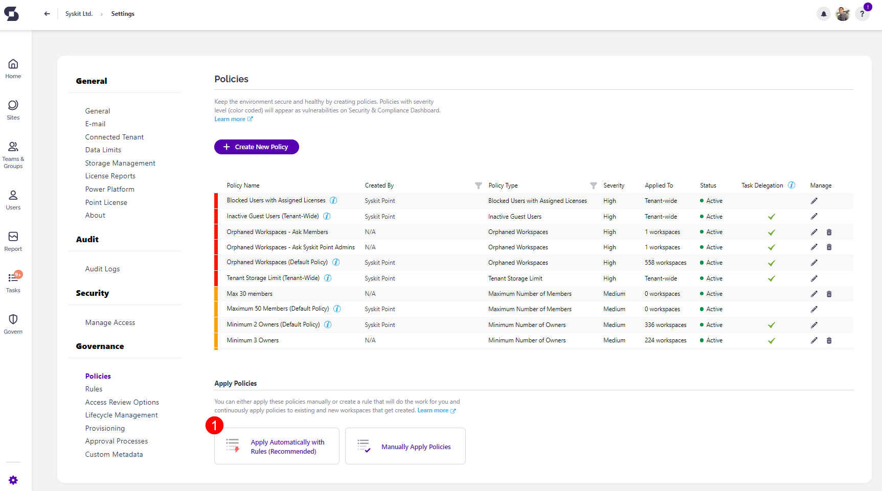 Apply Policies - Automatically
