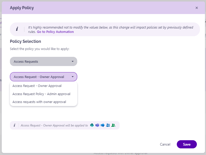 Manage Policies Dialog