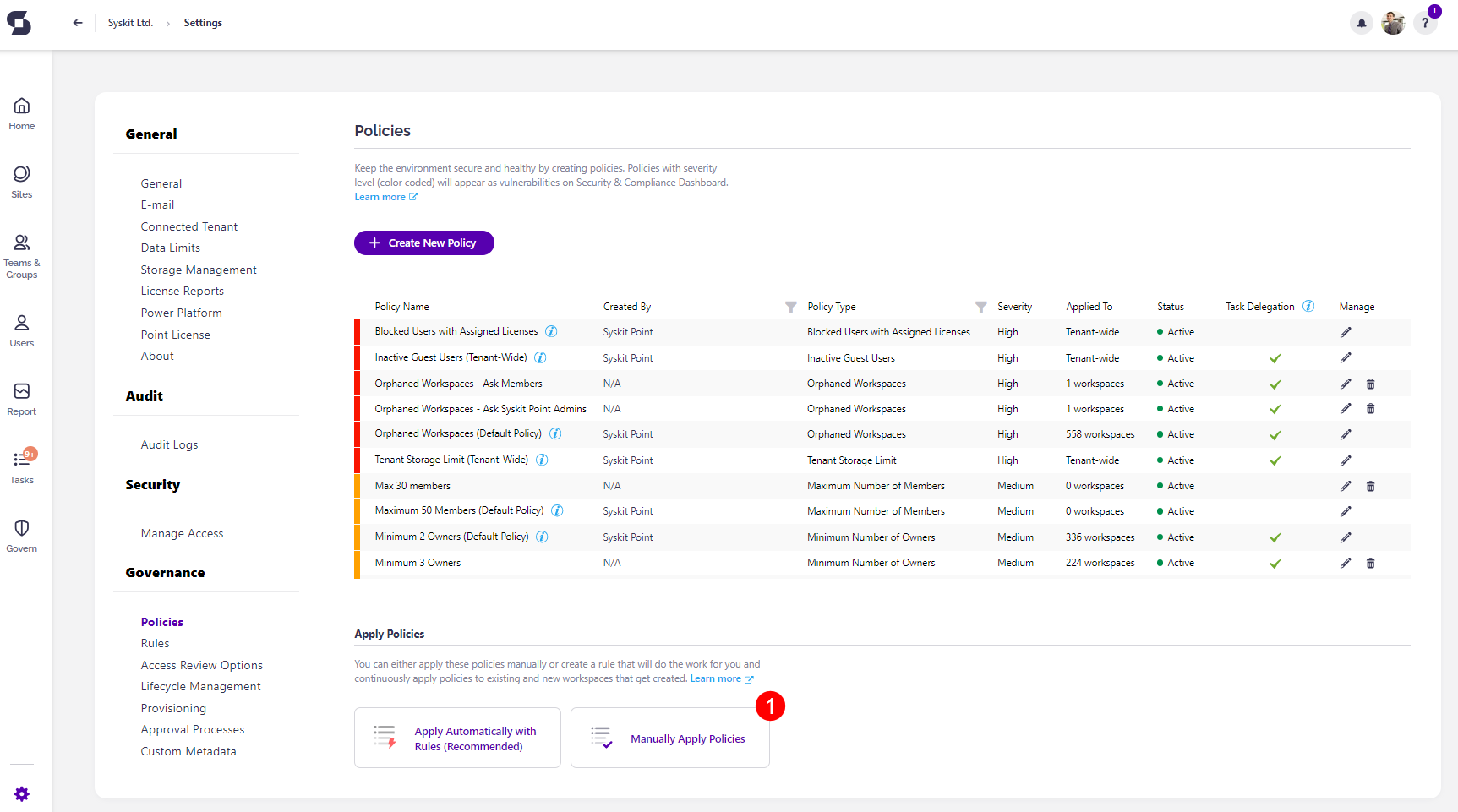 Apply Policies - Manually
