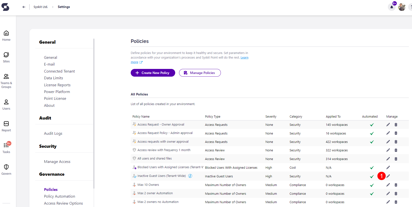 Inactive Guest Users - Edit Policy