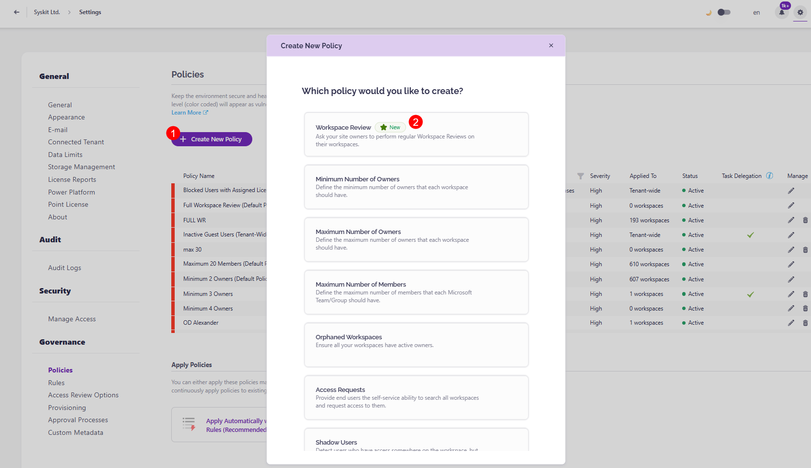 Workspace Review - New Policy