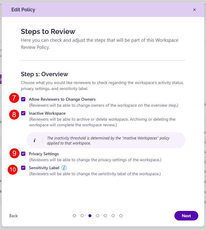 Workspace Review - Create Policy - Step 3