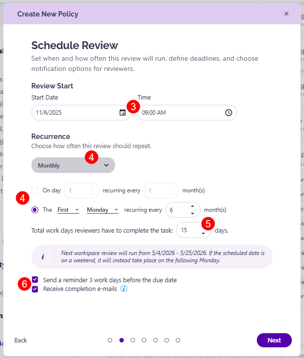 Workspace Review - Create Policy - Step 2