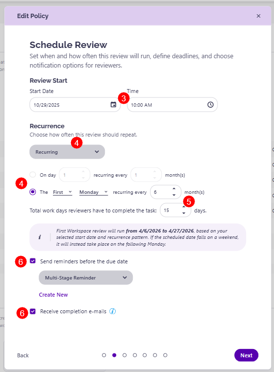 Workspace Review - Create Policy - Step 2