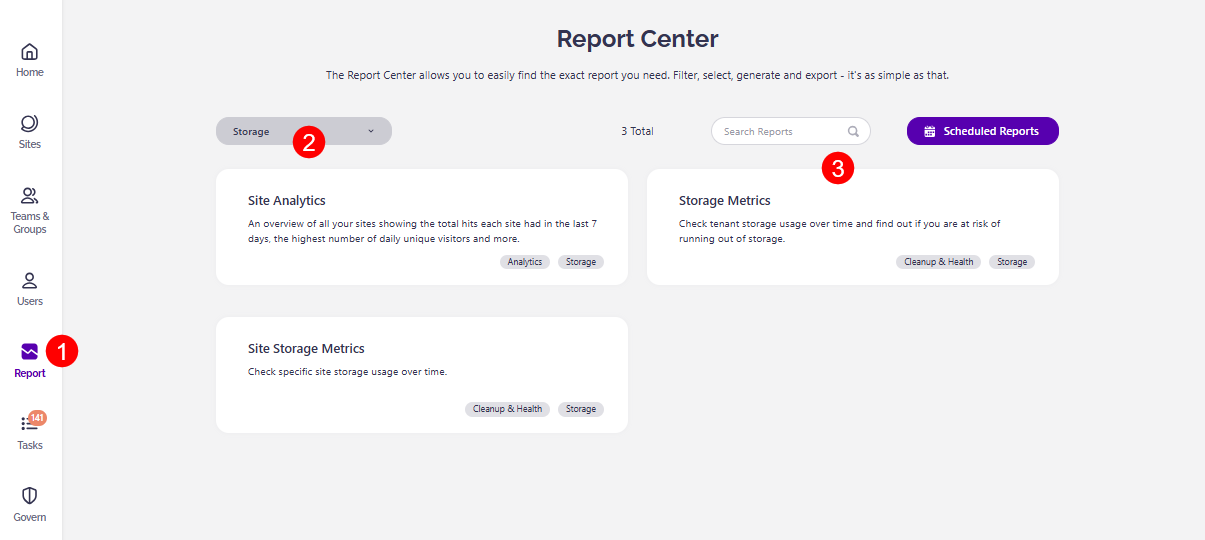 Storage Management - Storage Metrics report