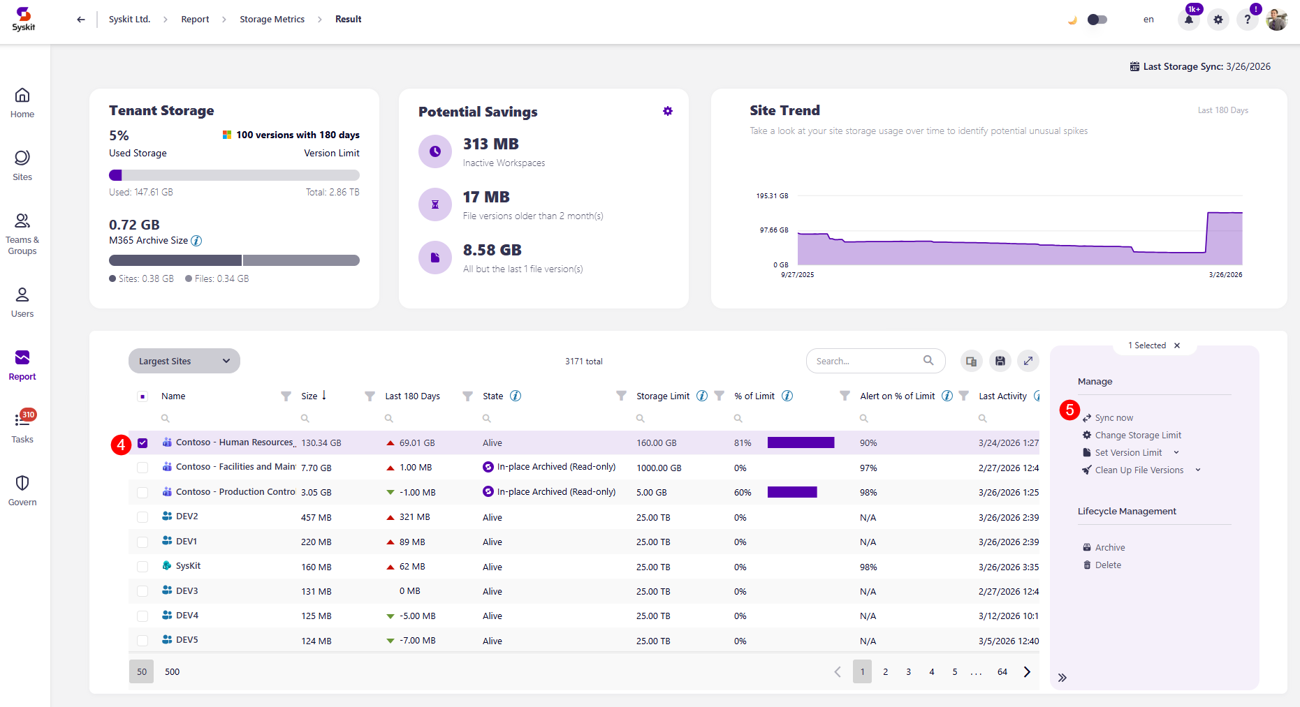 Storage Management - On-Demand Storage Sync