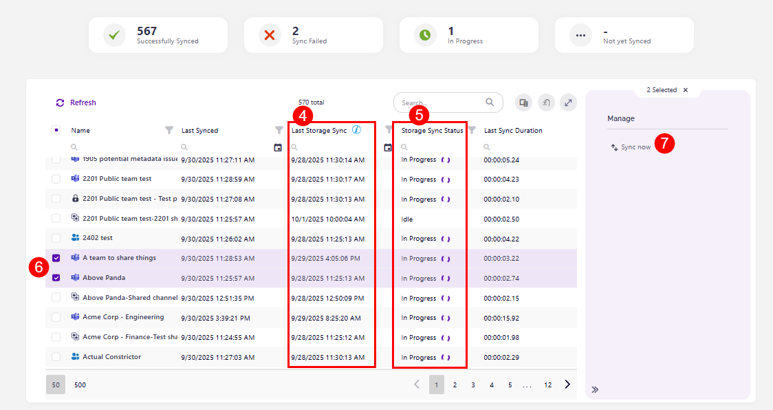 Storage Metrics - Storage Sync