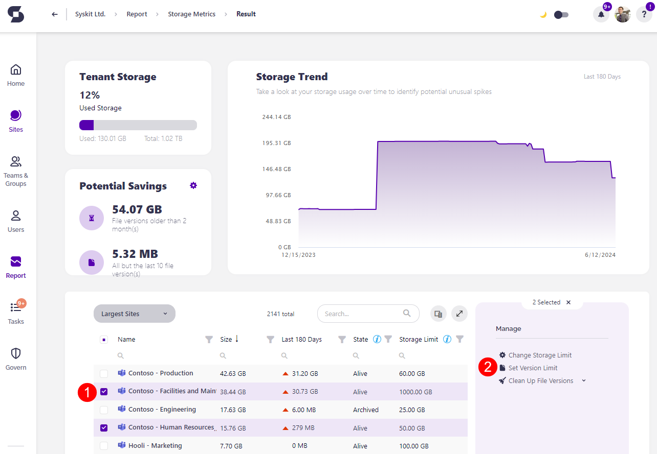Storage Versioning Limits - Set Version Limit on Workspace