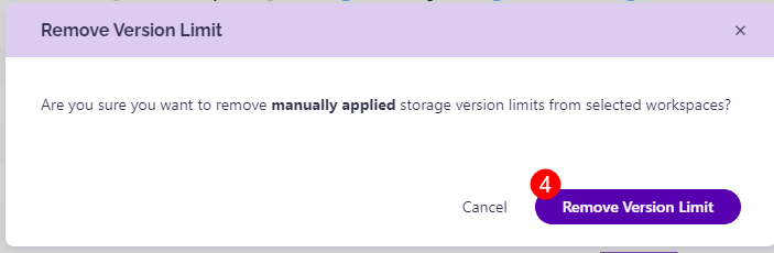Storage Versioning Limits - Confirm Removal