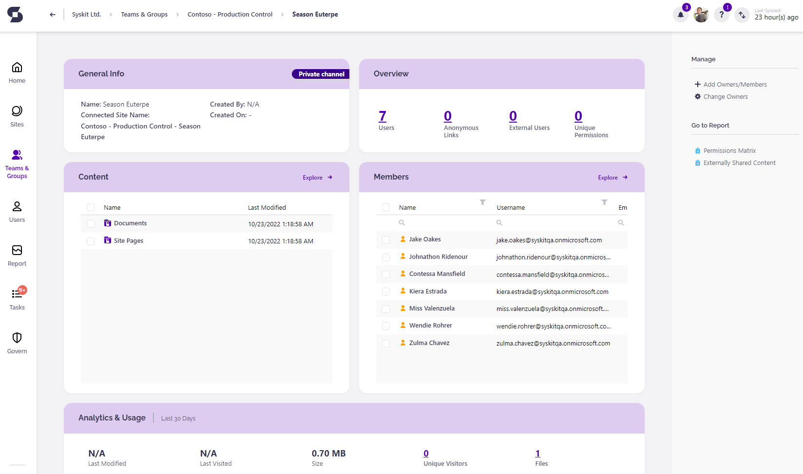 Syskit Point Private Channel details page