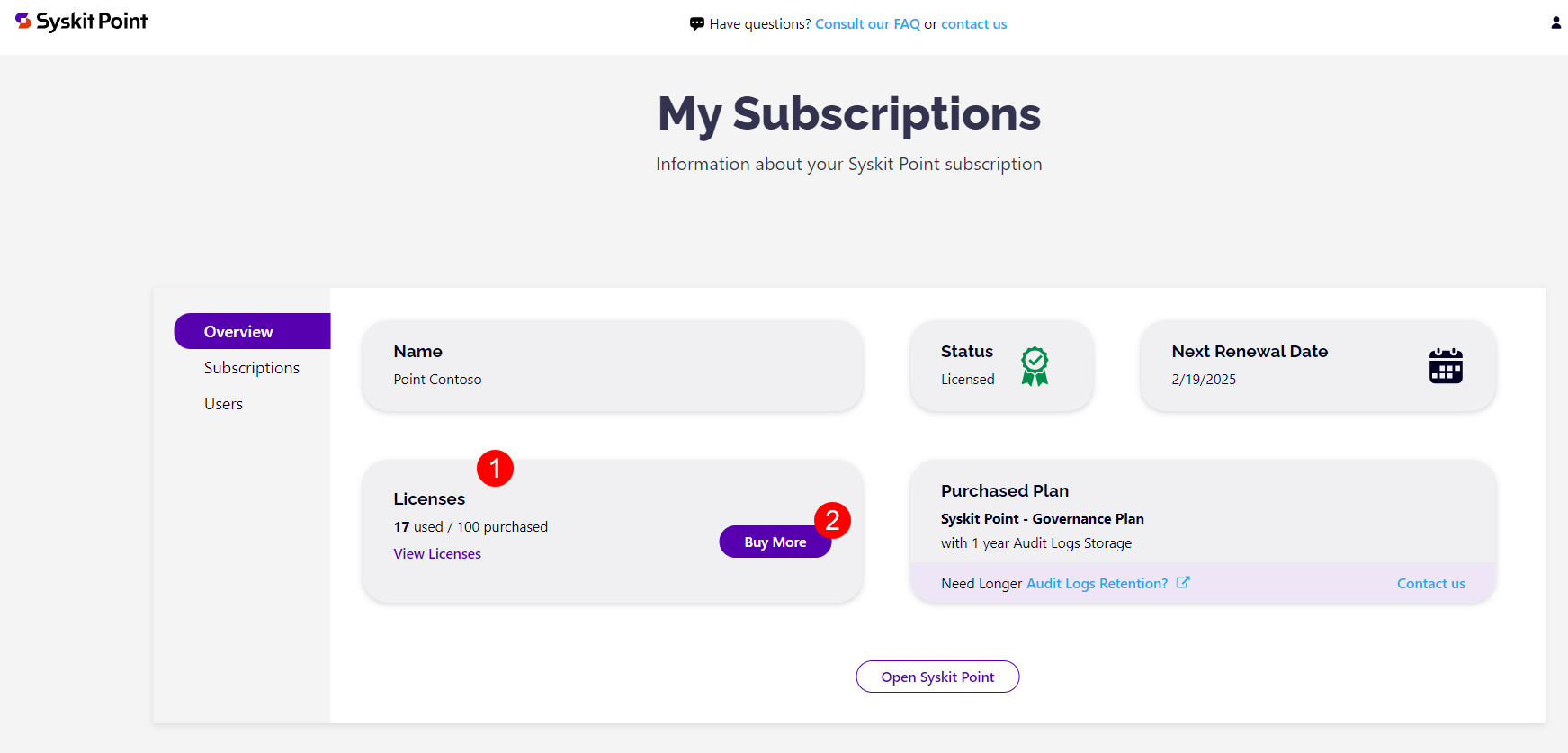 Syskit Point Subscription - Increase Users Licenses