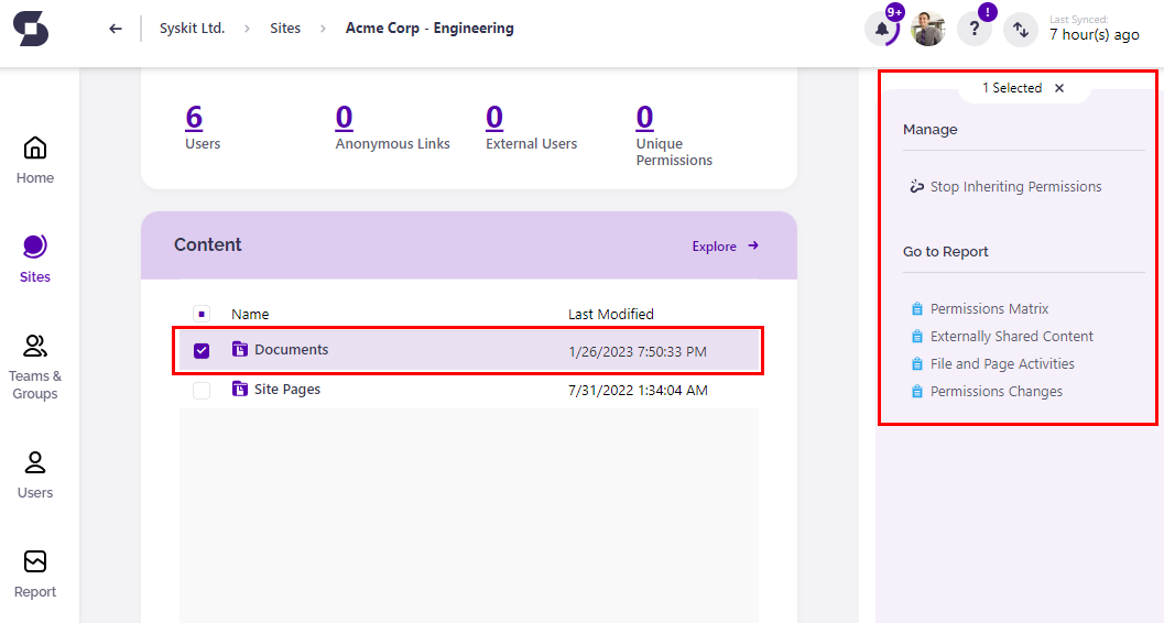 Syskit Point - Contextual actions after selection
