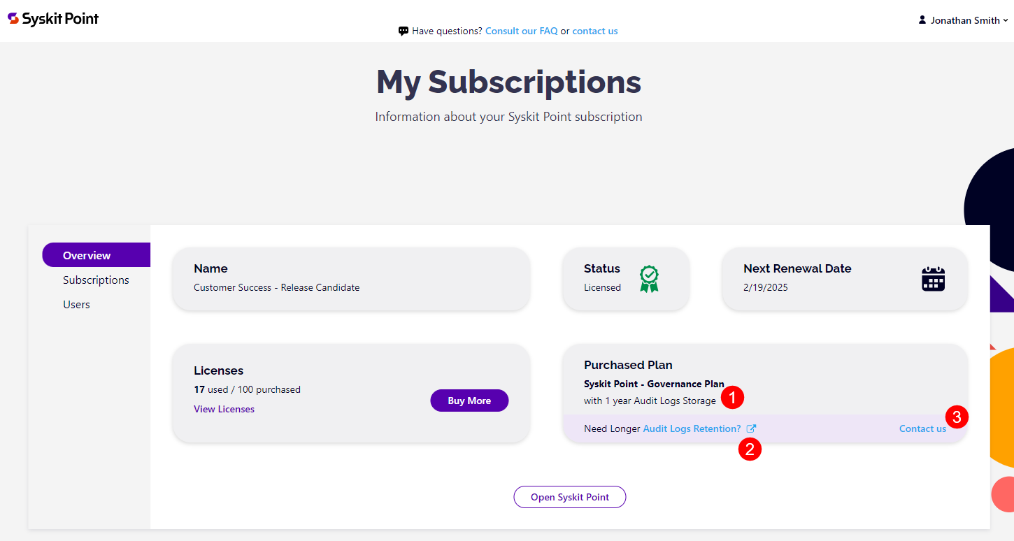 Syskit Point Subscription - Additional Audit Logs Storage