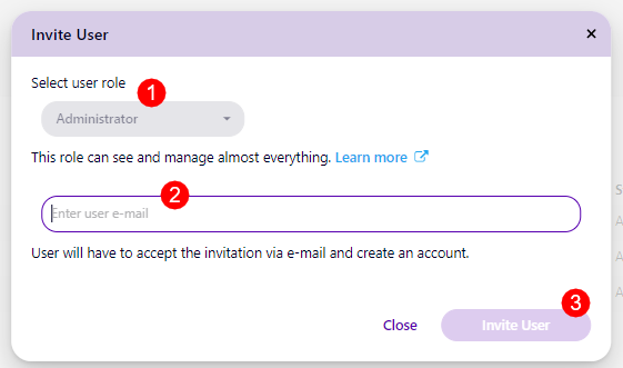 Syskit Point Subscription - Manage Subscription Admins - Invite User