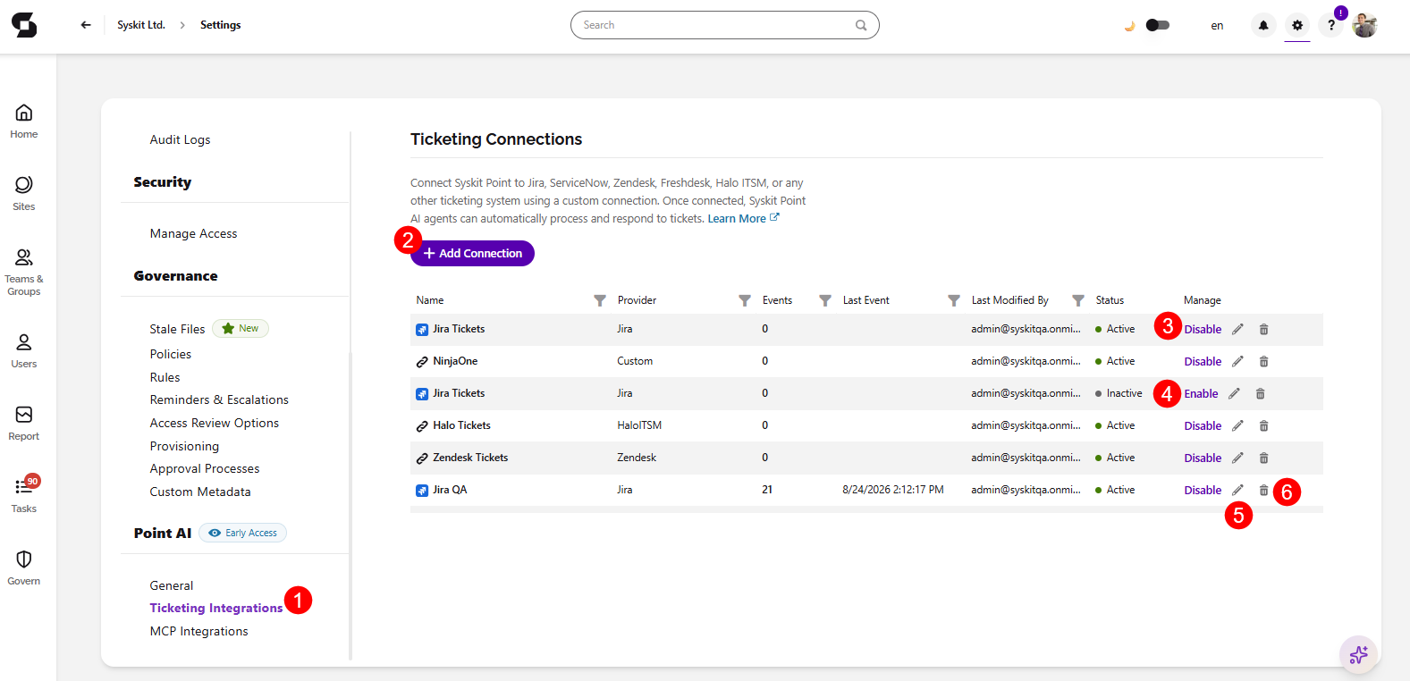 Ticketing - Add Connection