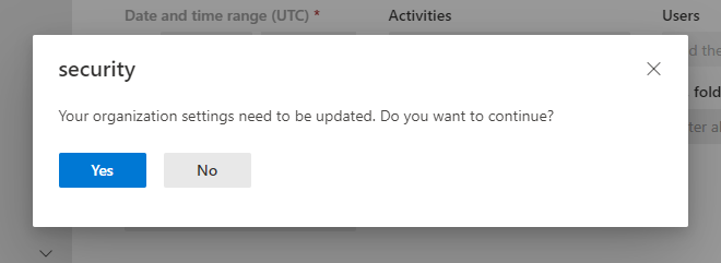 Microsoft Purview - Security dialog