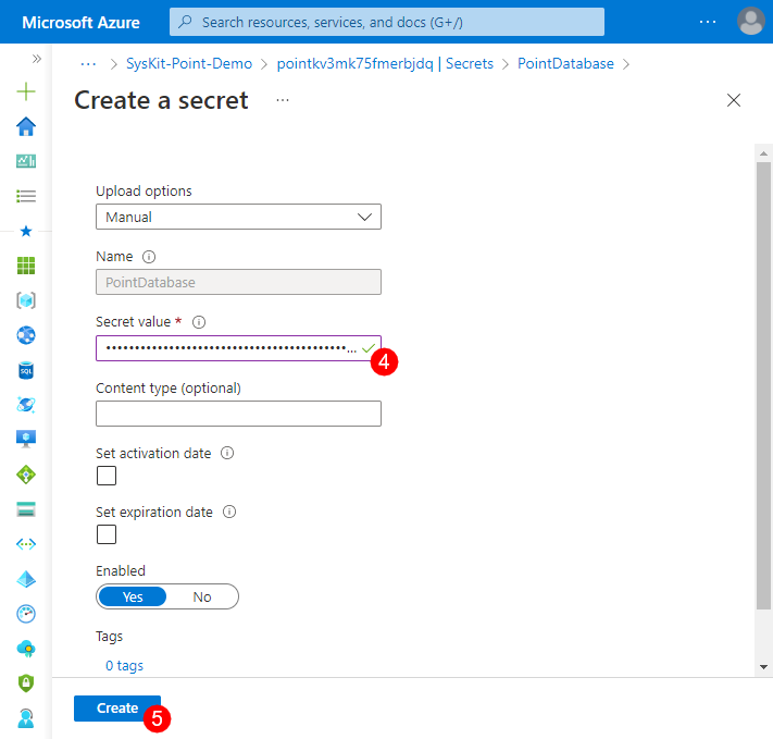 Key Vault - Create a secret