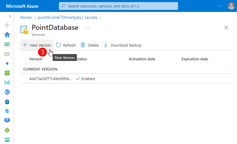 Key Vault - Secrets - Point Database