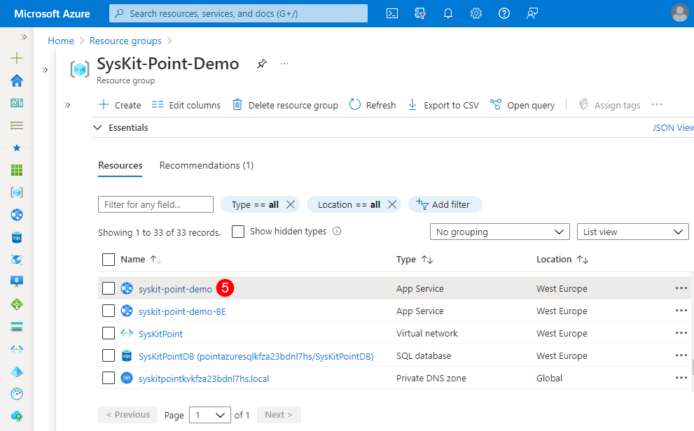 Resource Group - App Service Name