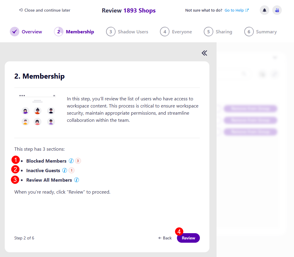 Workspace Review - Membership Step - Overview
