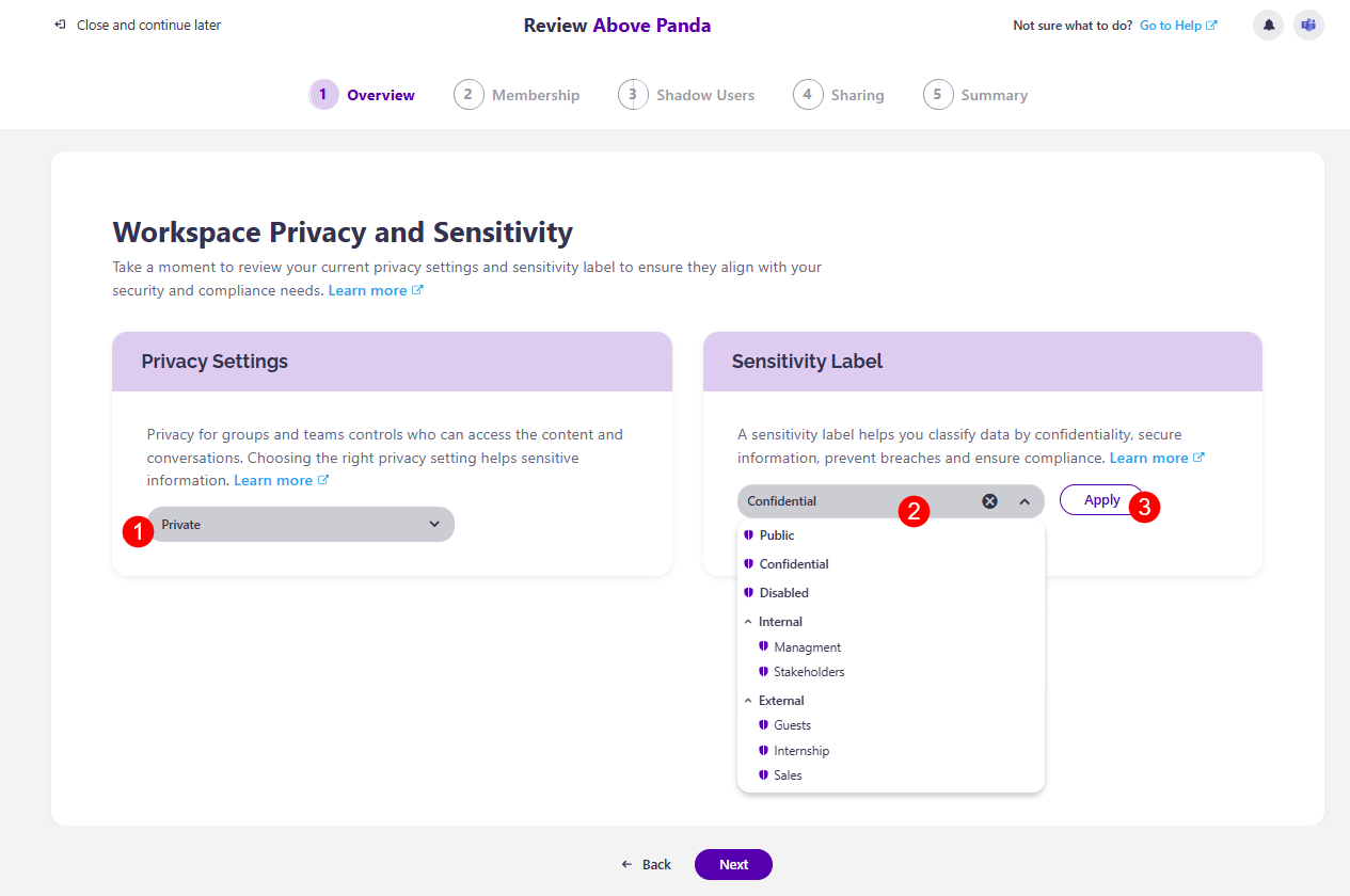 Workspace Review - Privacy and Sensitivity