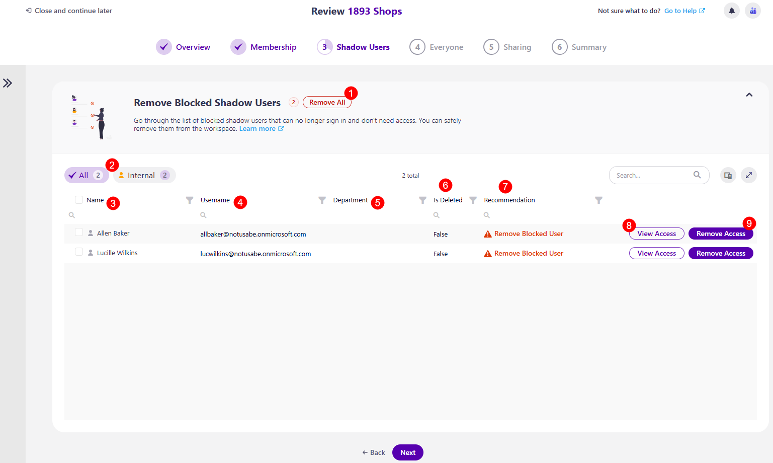 Workspace Review - Blocked Shadow Users Step