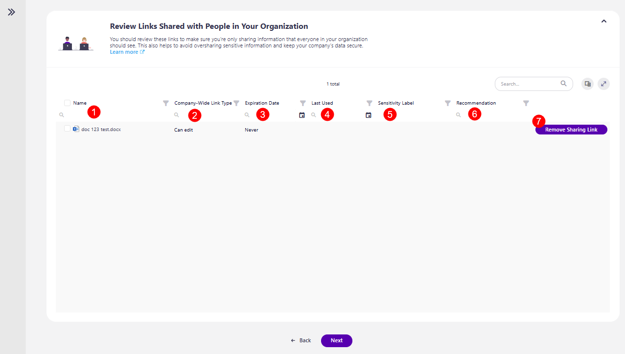 Workspace Review - Sharing Step - Shared with Your Organization