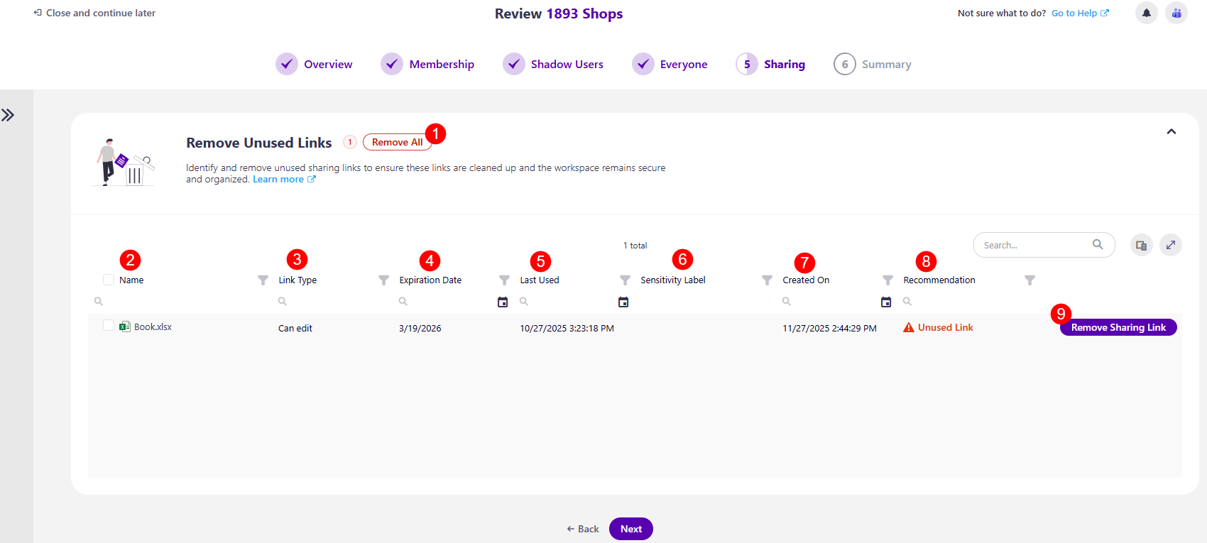 Workspace Review - Sharing Step - Shared with Anyone