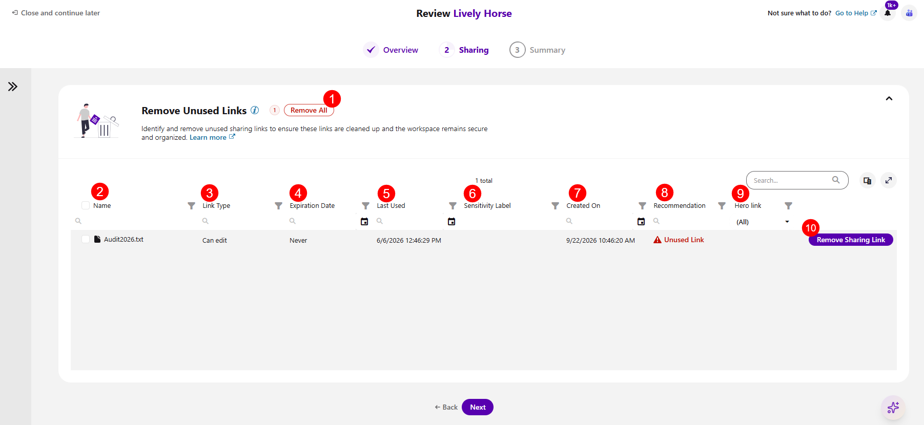 Workspace Review - Sharing Step - Shared with Anyone