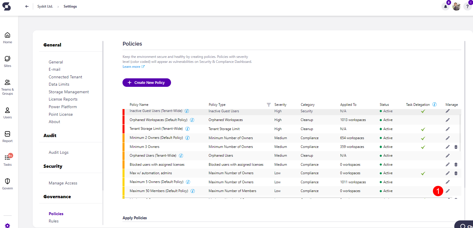 Workspaces with Too Many Members - Edit Policy