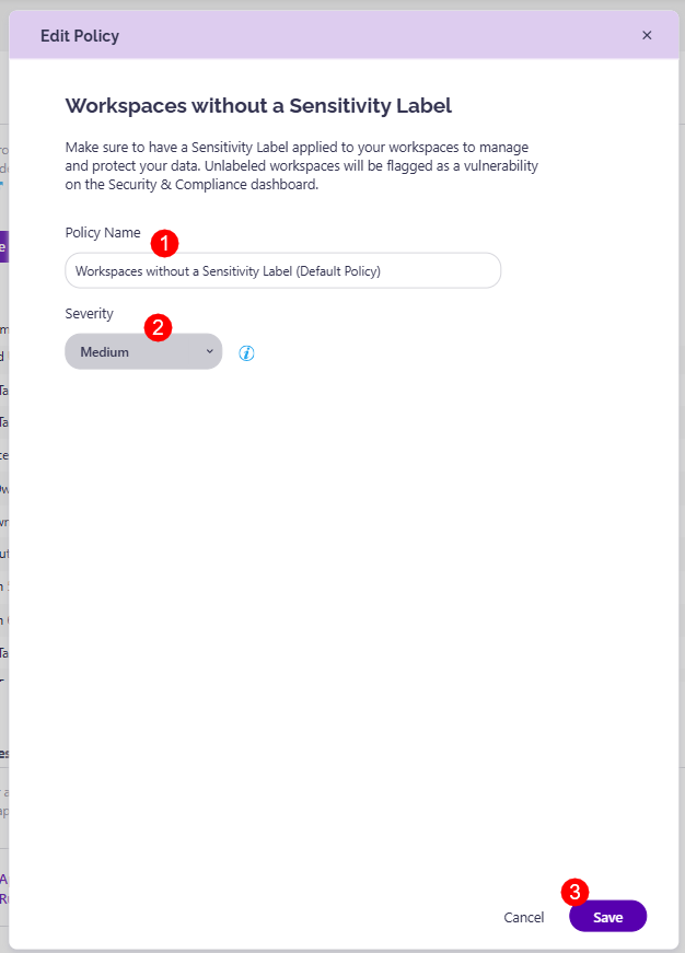 Workspaces Without a Sensitivity Label - Severity